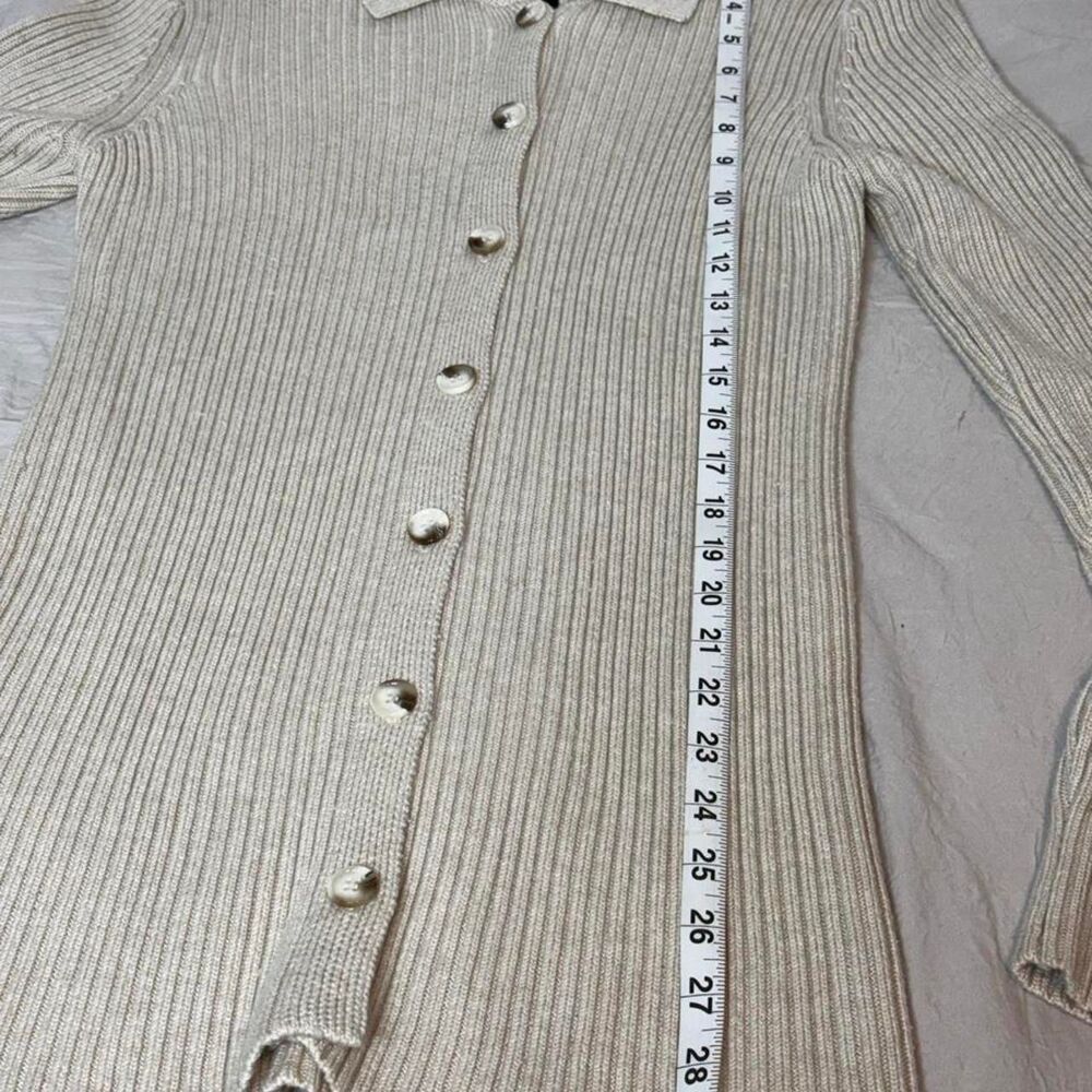 Et Clet Ribbed Knit Front Button Collared Cardigan Size M - Picture 6 of 6